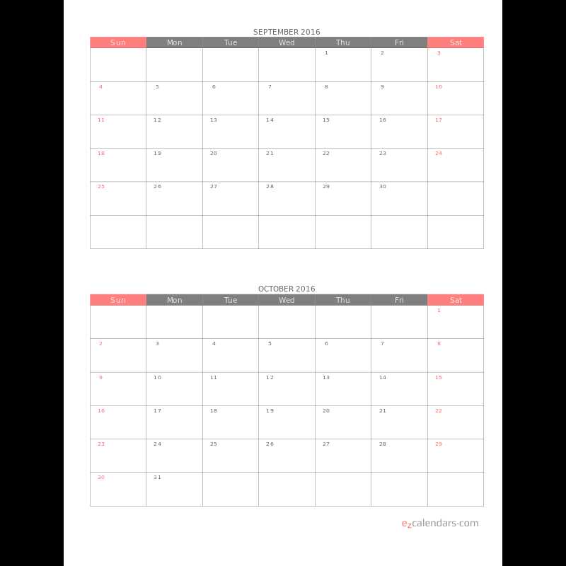 1 2 page calendar template