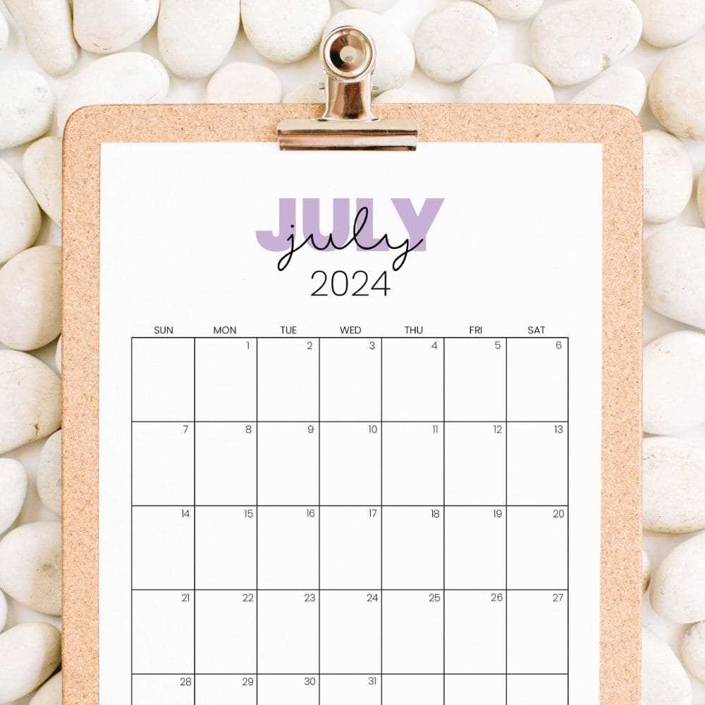 1 month calendar template