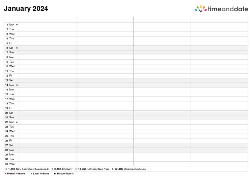 1 week blank calendar template