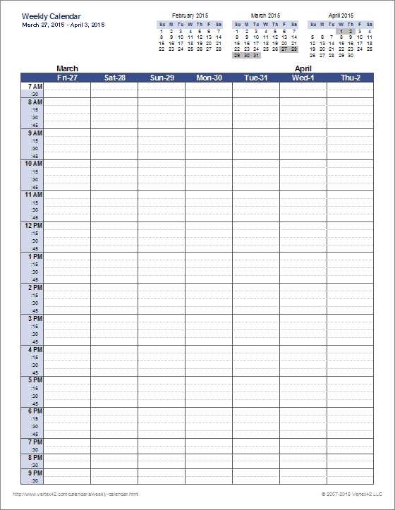 1 week blank calendar template