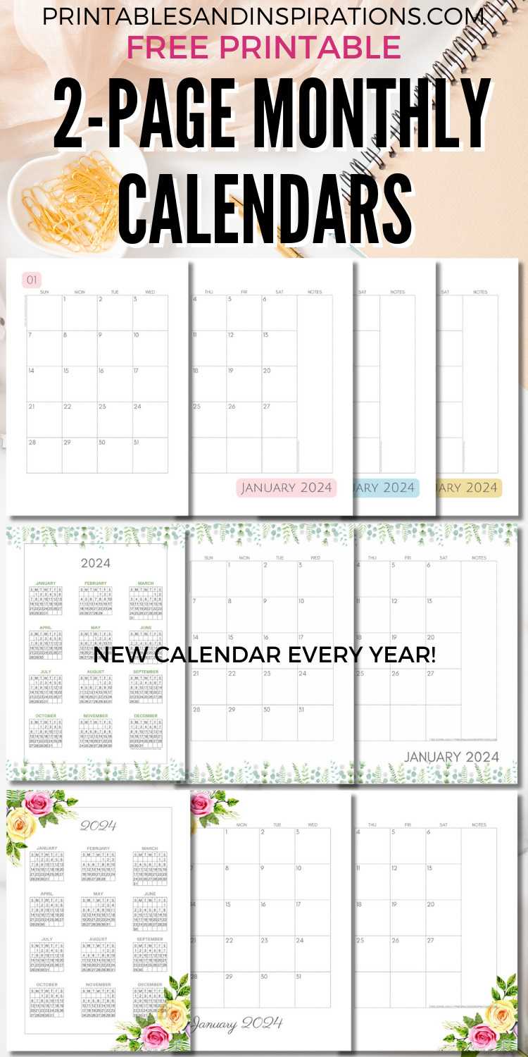 1 year calendar template