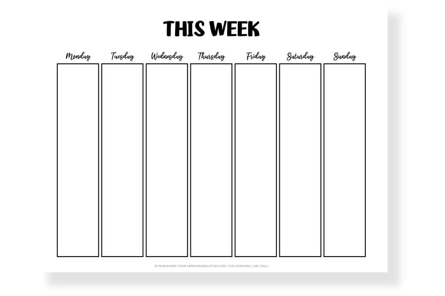 1 week blank calendar template