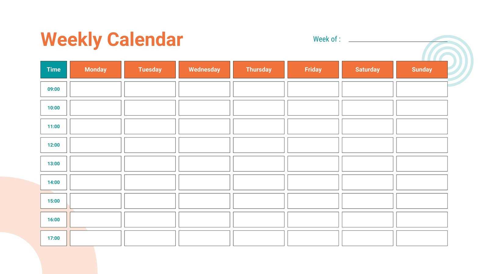 10 week calendar template