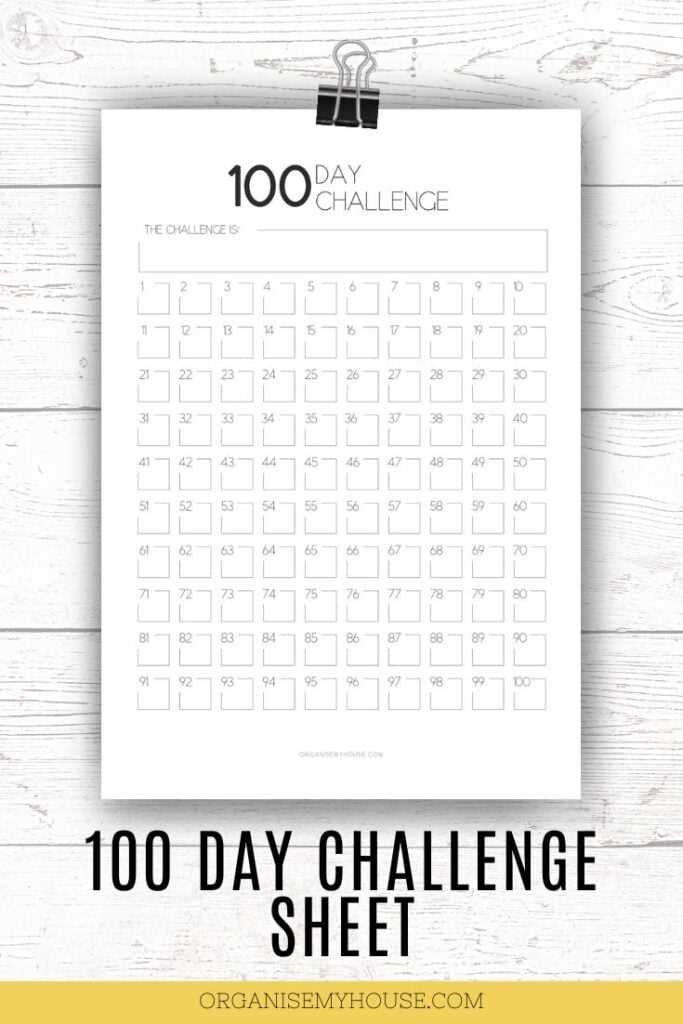 100 day calendar template