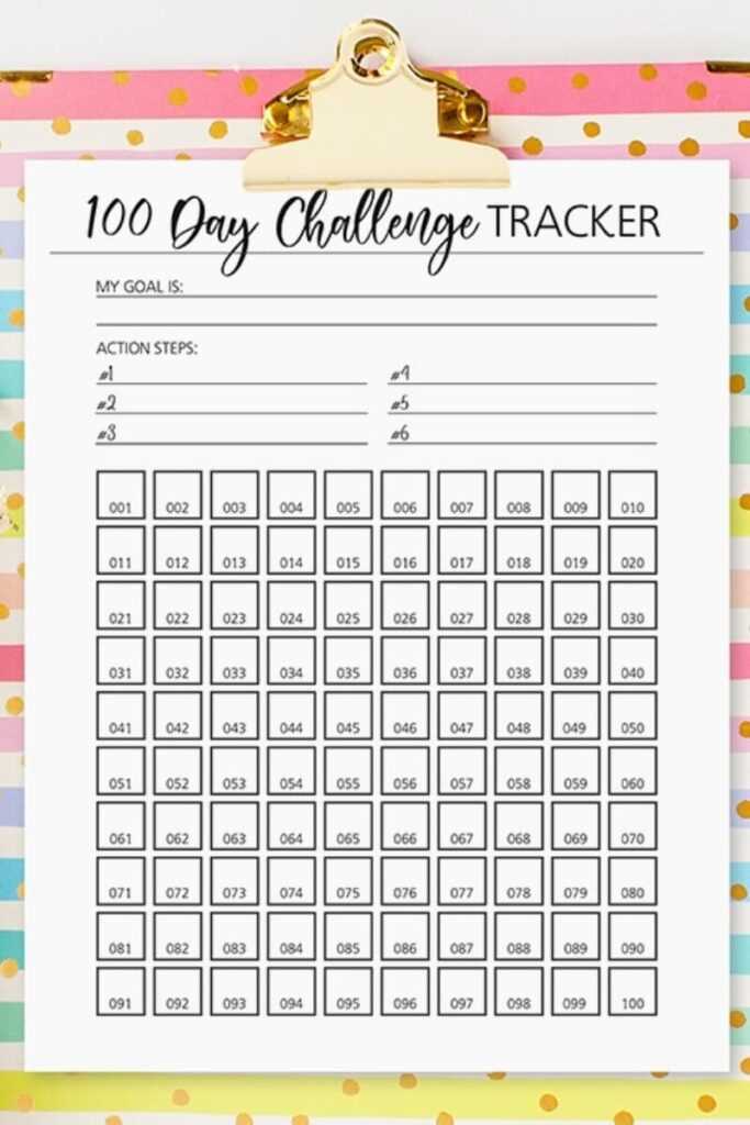 100 days calendar template