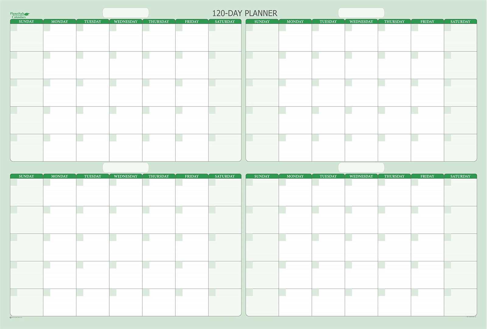 120 day calendar template