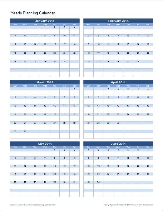 13 month calendar template