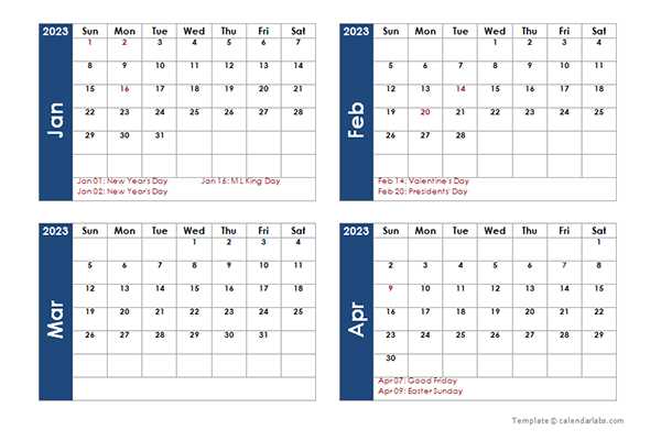 14 month calendar template
