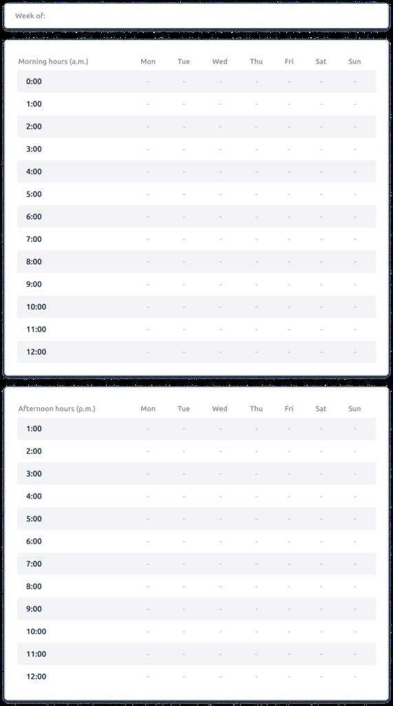 15 minute interval calendar template