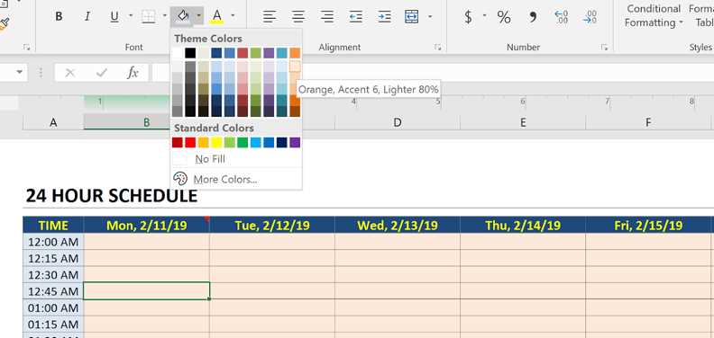 15 minute interval calendar template