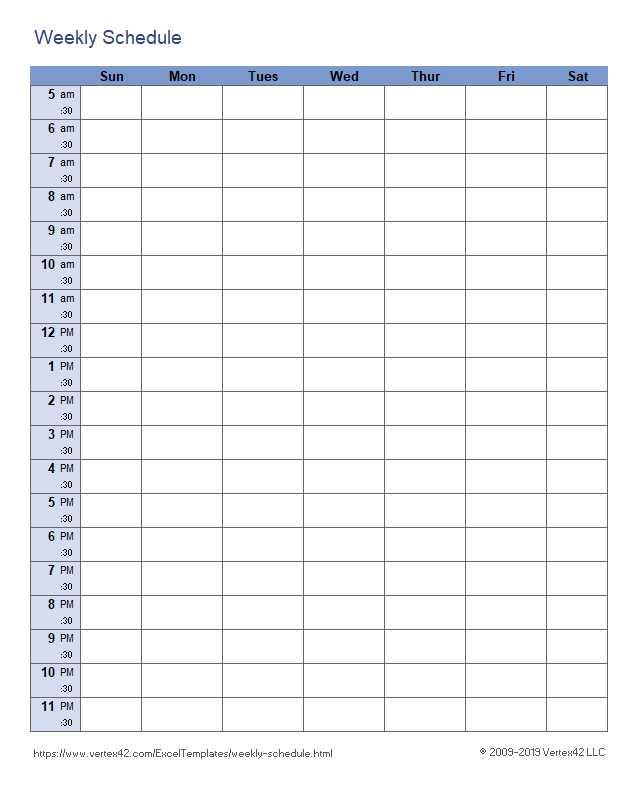 15 minute interval calendar template