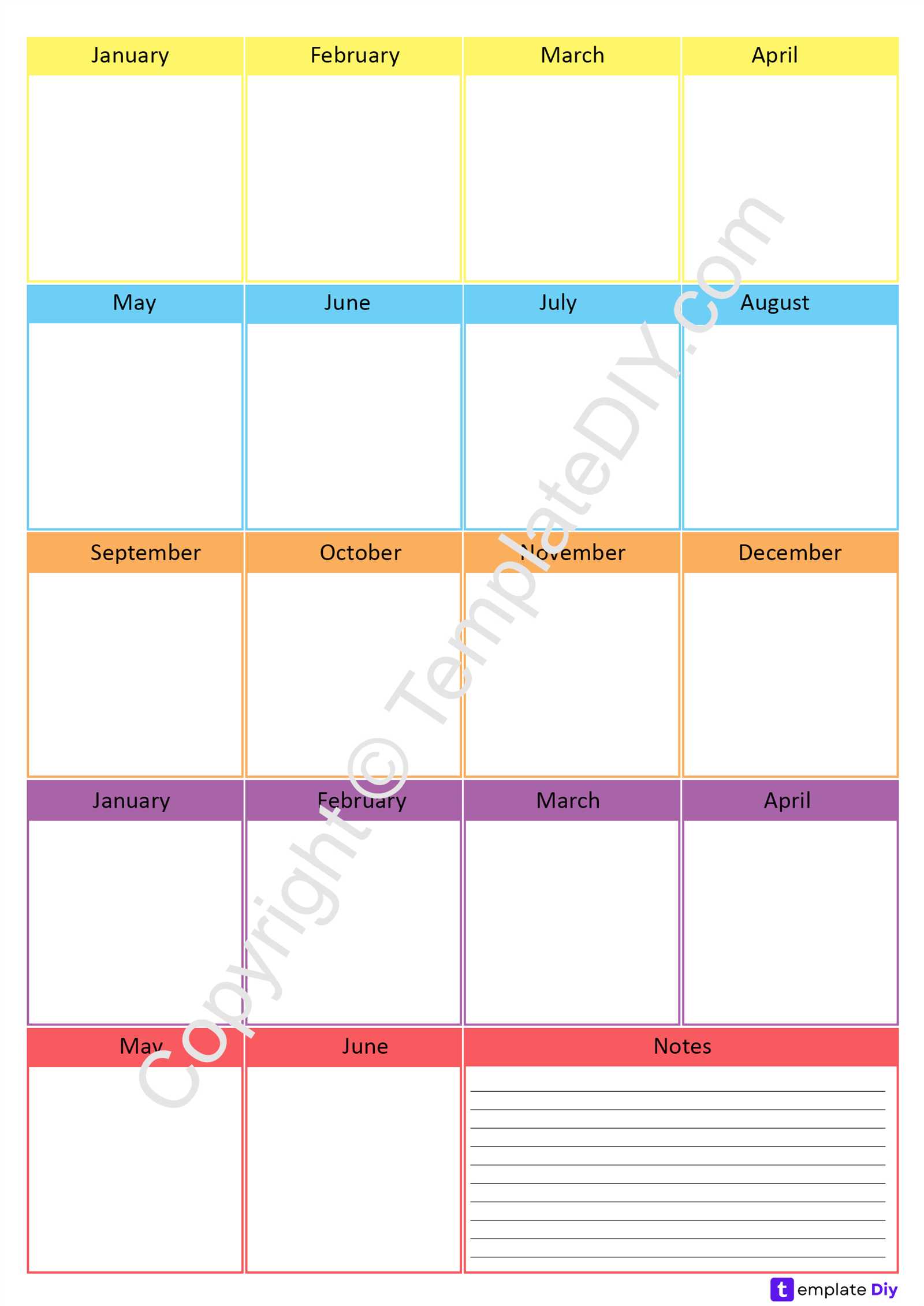 18 month calendar template