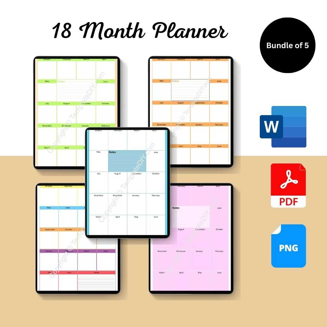 18 month calendar template