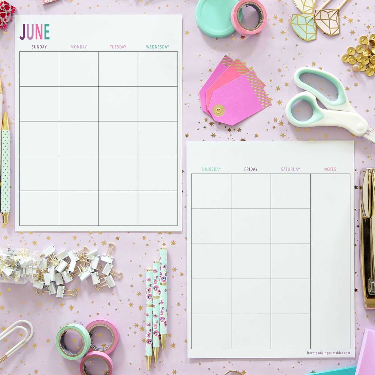 2 page per month calendar template