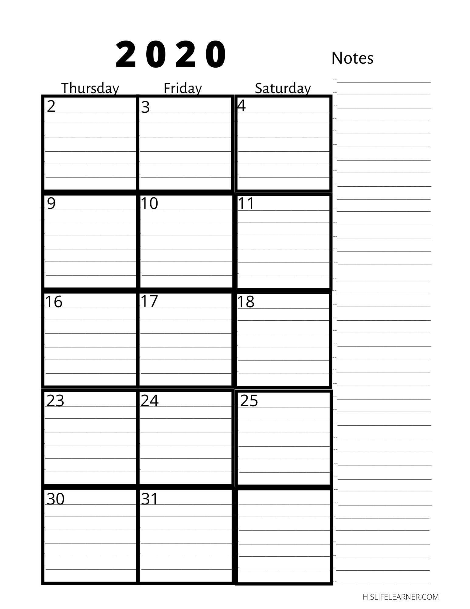 2 page per month calendar template