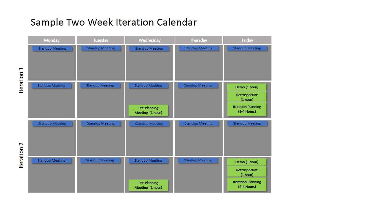 2 week sprint calendar template