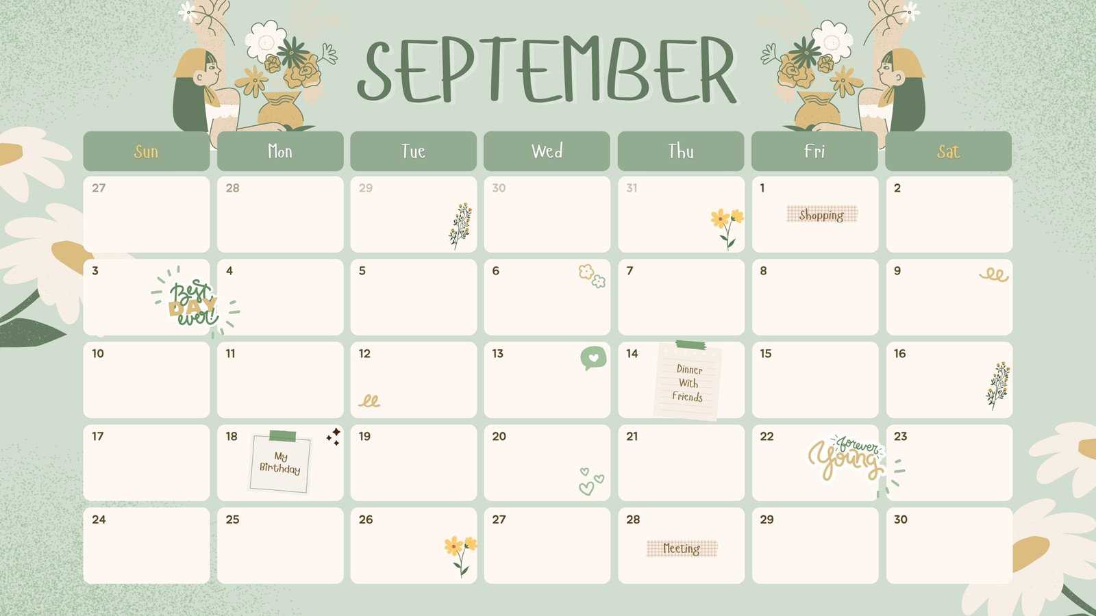 2 page per month calendar template