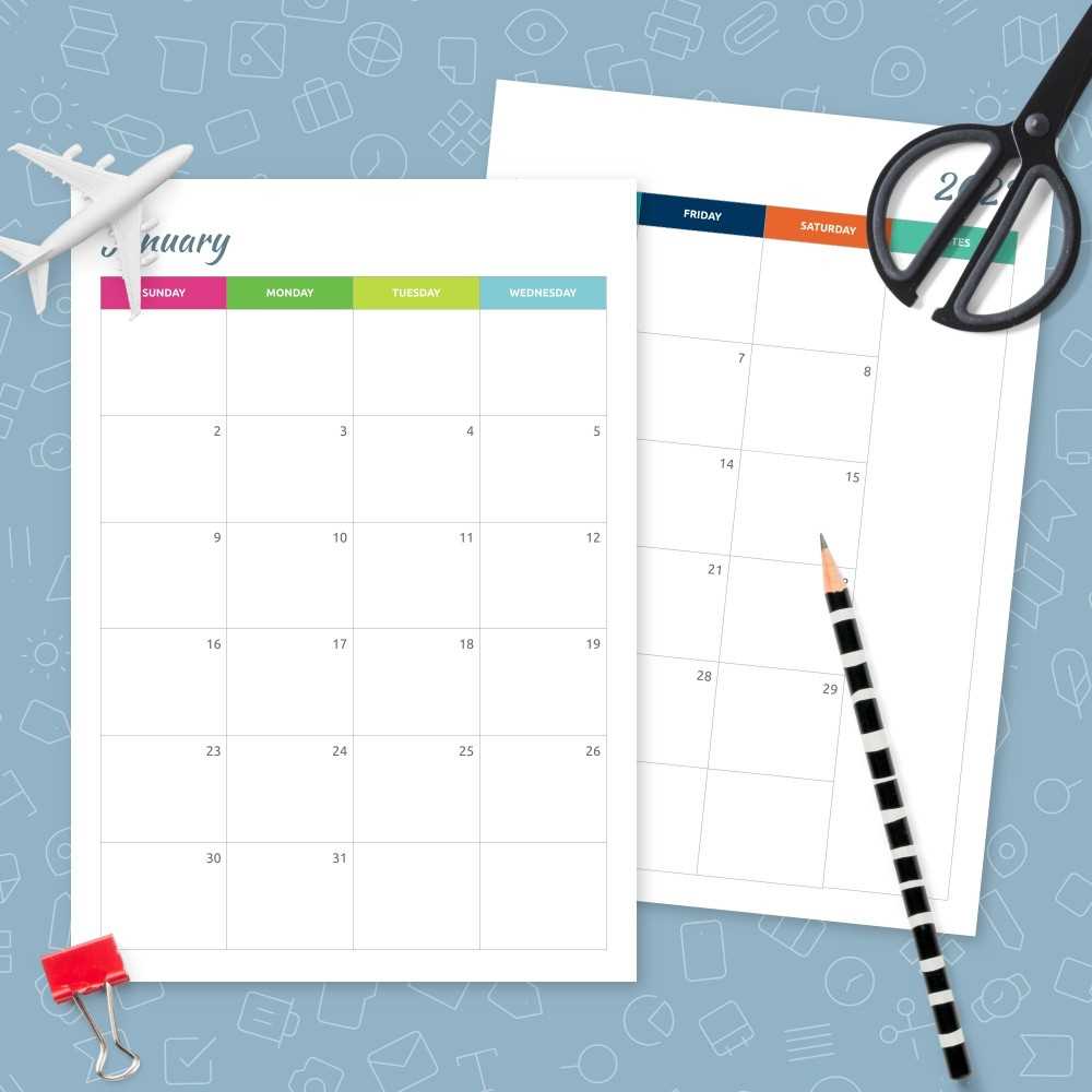 2 page per month calendar template