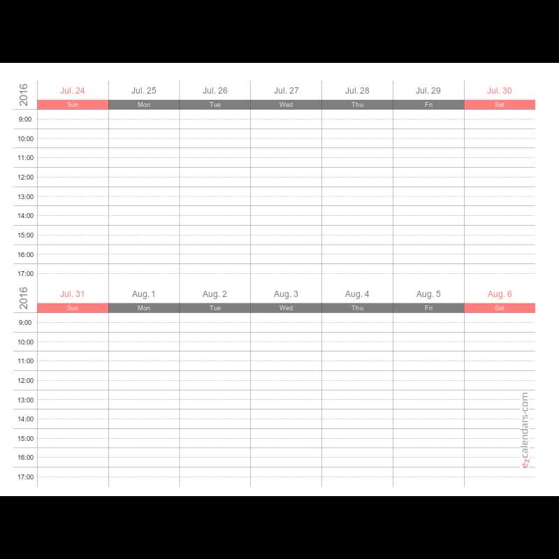 2 page weekly calendar template