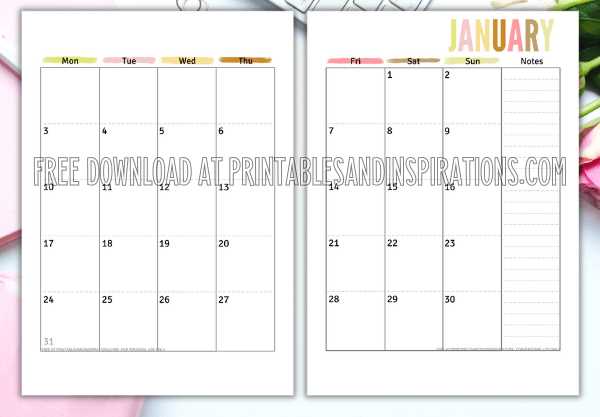 2 page weekly calendar template