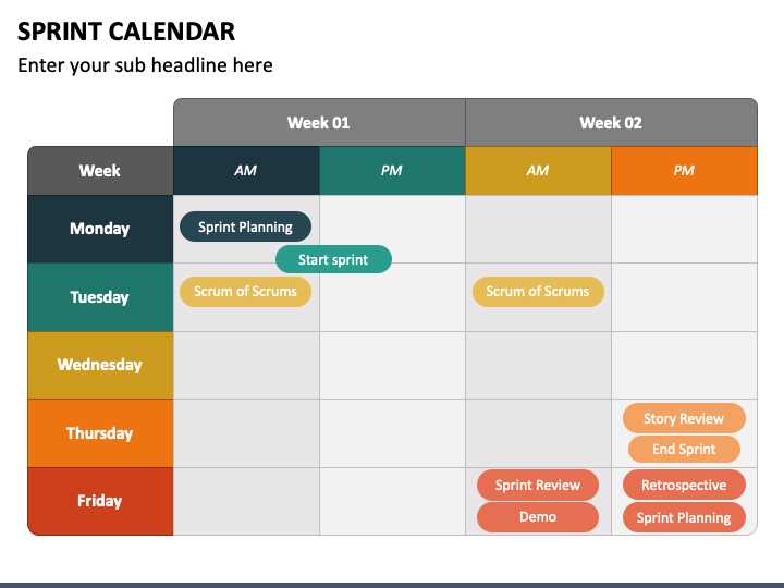 2 week sprint calendar template