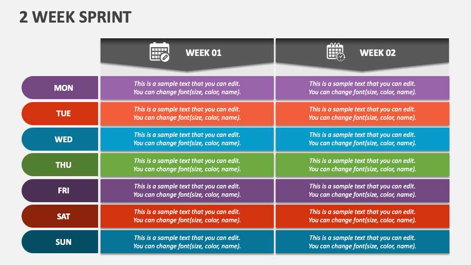 2 week sprint calendar template