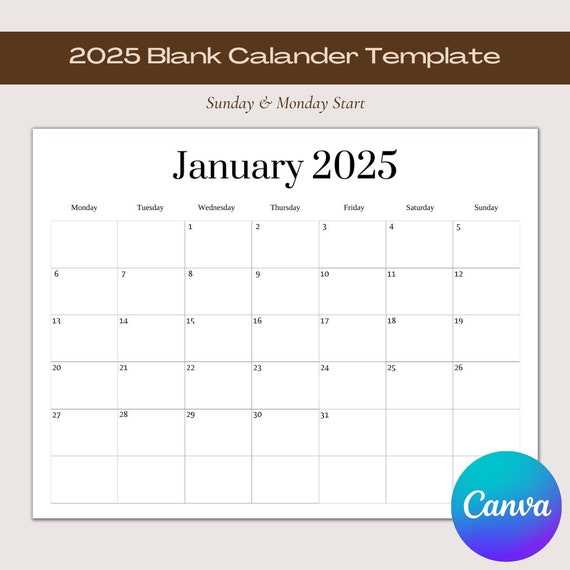 2025 17 calendar template