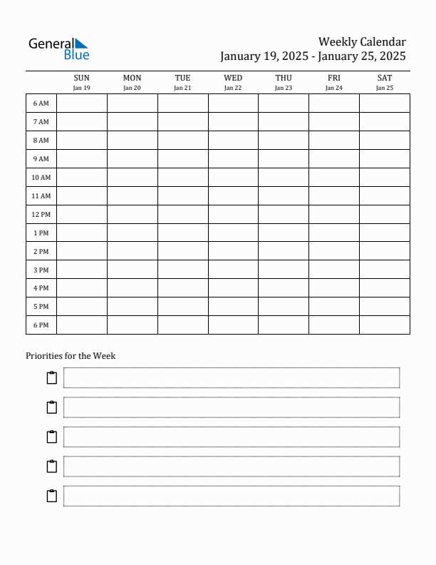 2025 19 calendar template