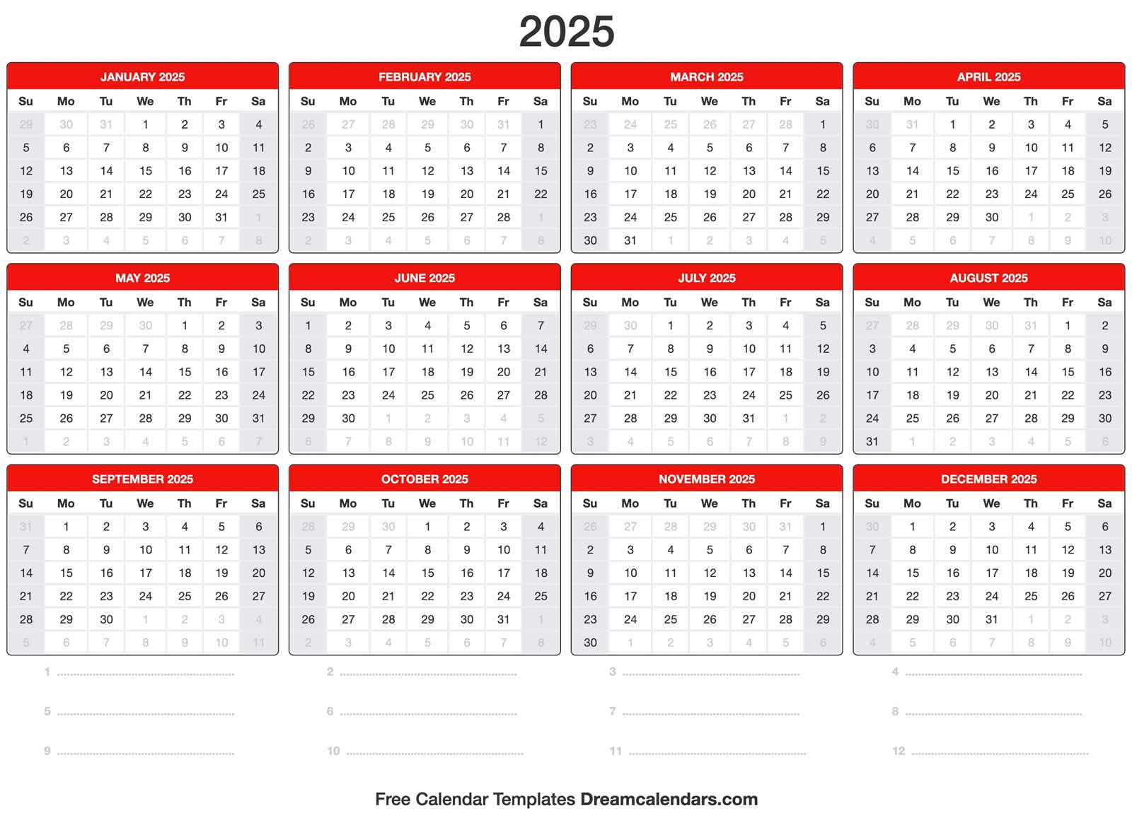 2025 2025 calendar template