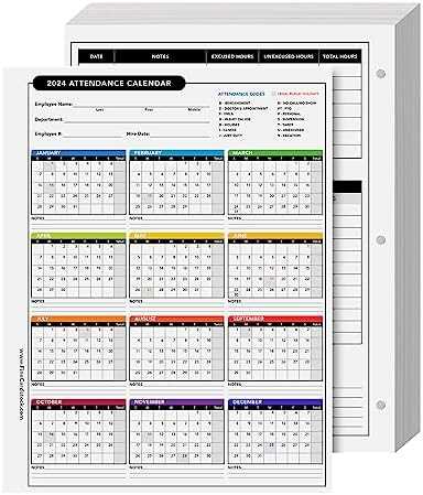 2025 attendance calendar template