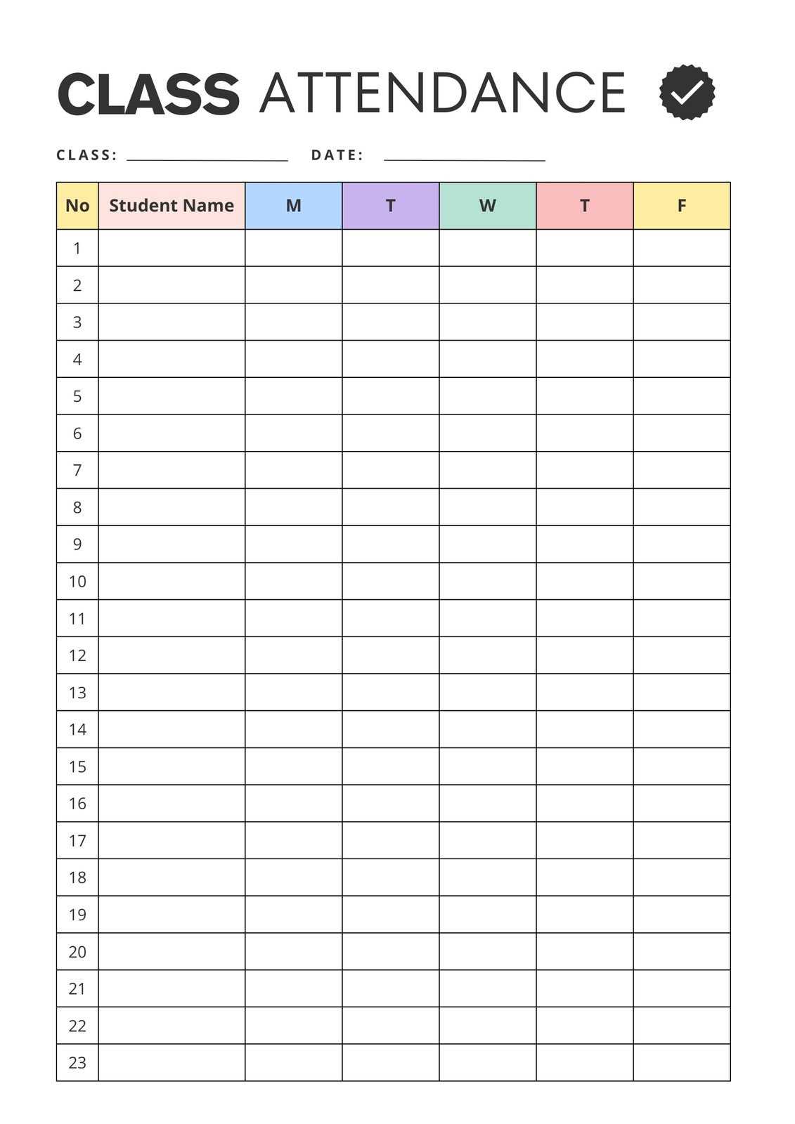 2025 attendance calendar template