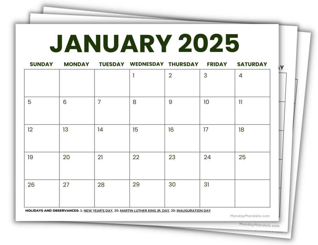 2025 blank calendar template free