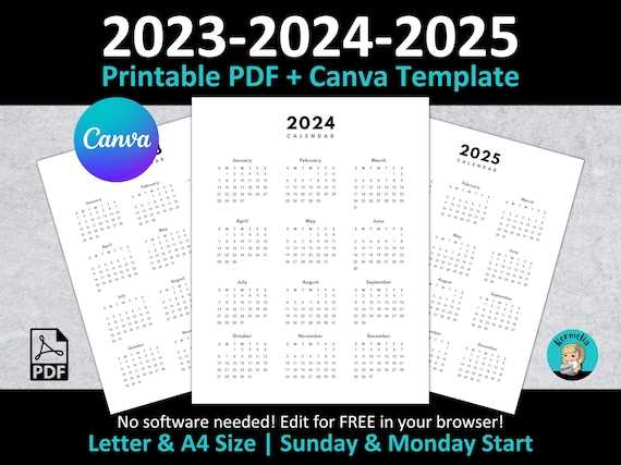 2025 calendar printable free template