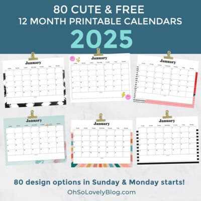 2025 calendar printable free template