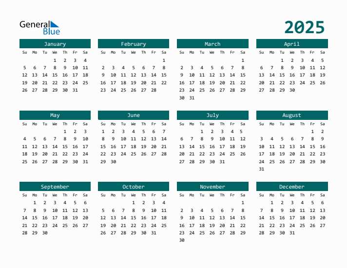 2025 calendar template download