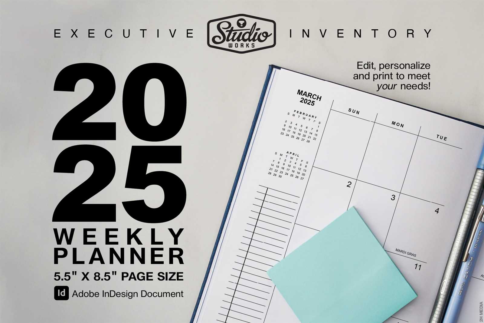 2025 calendar template for indesign