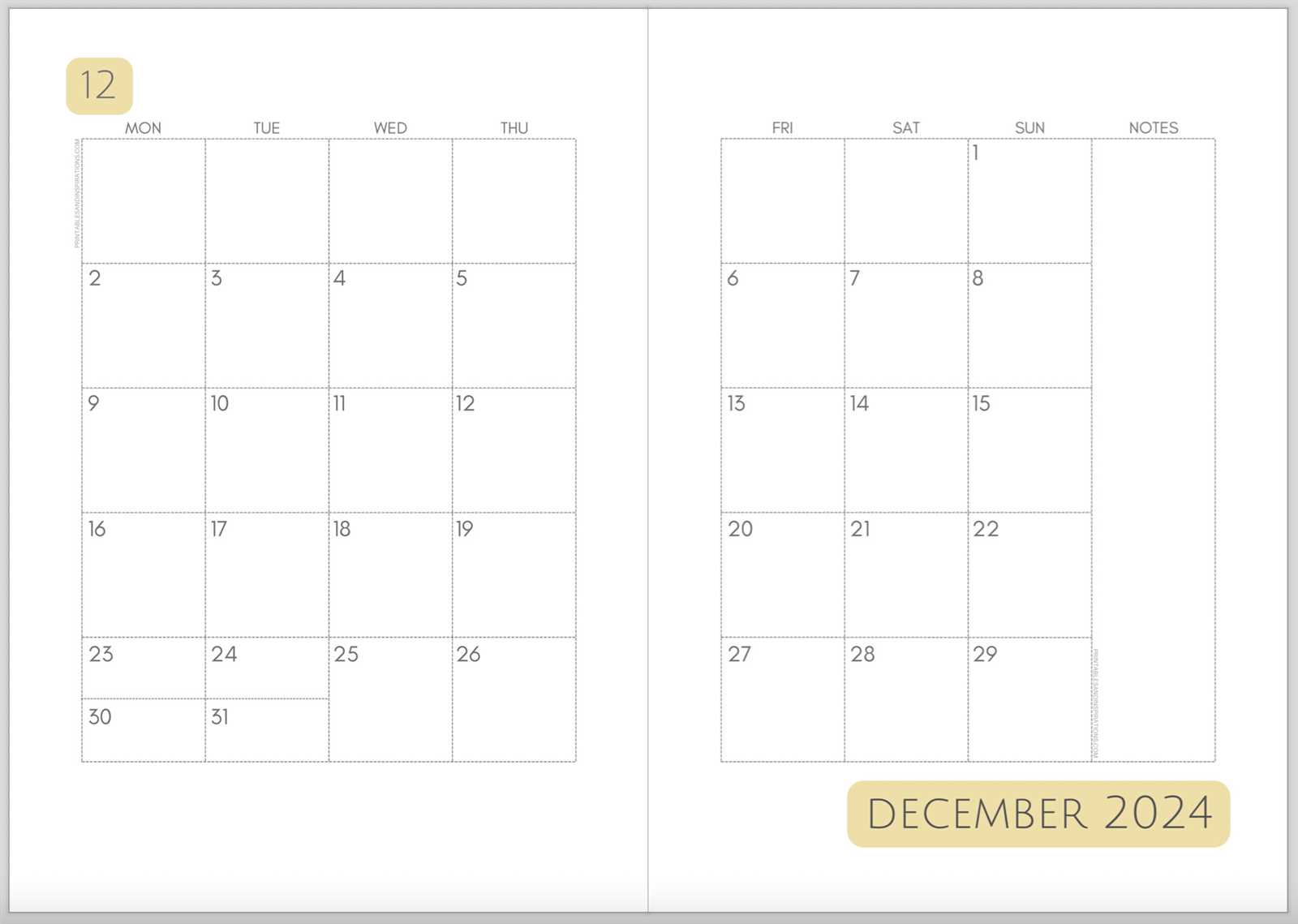 2025 monthly calendar template free