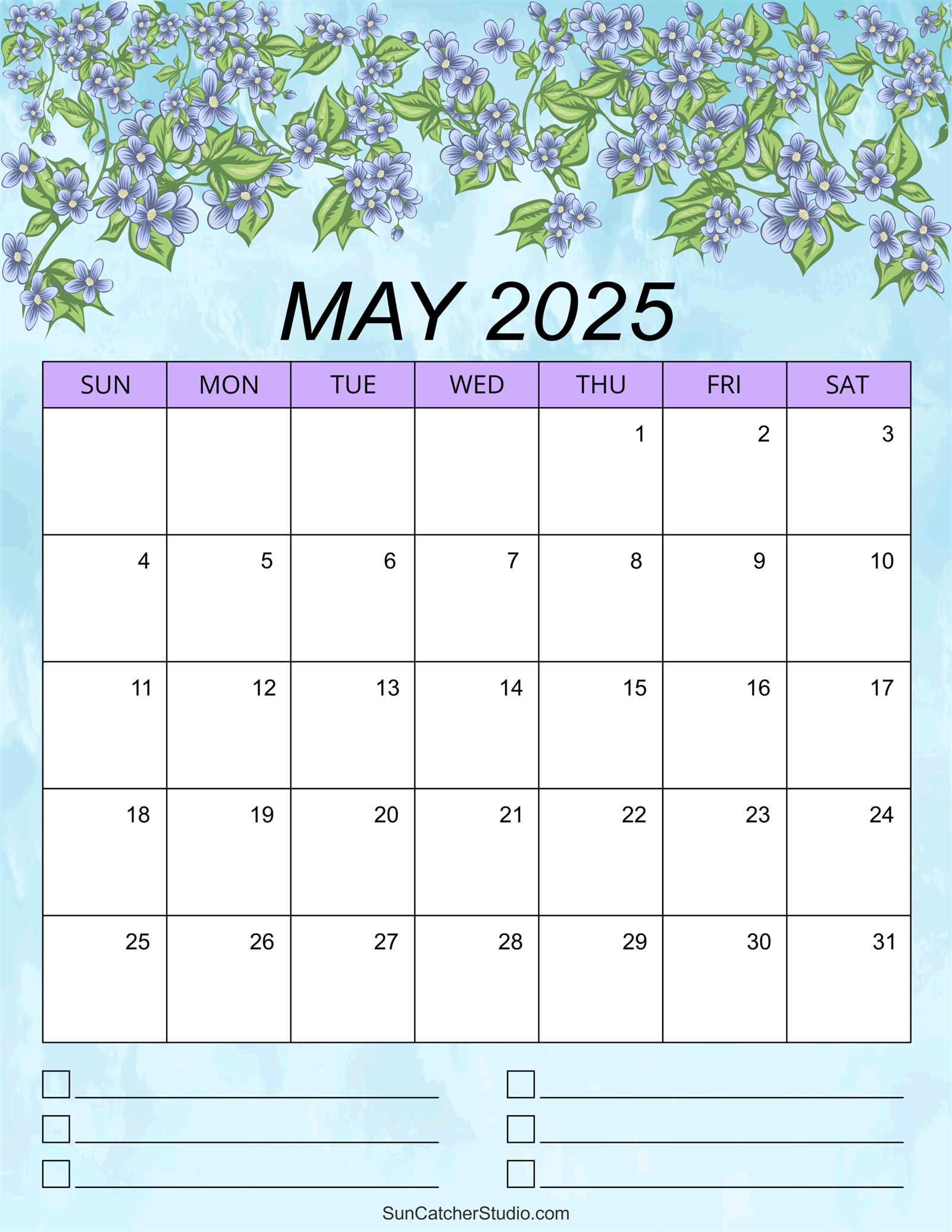 2025 monthly calendar template printable free