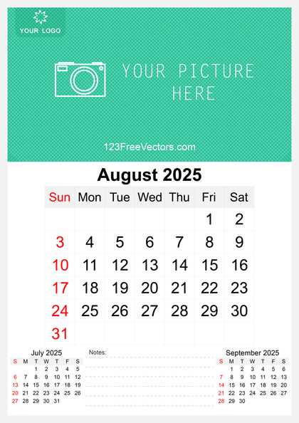 2025 august calendar template