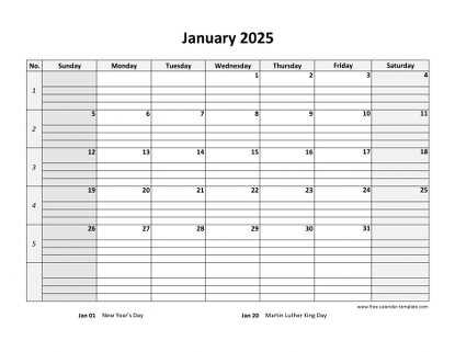 2025 blank calendar template free