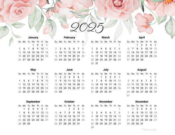 2025 calendar printable free template