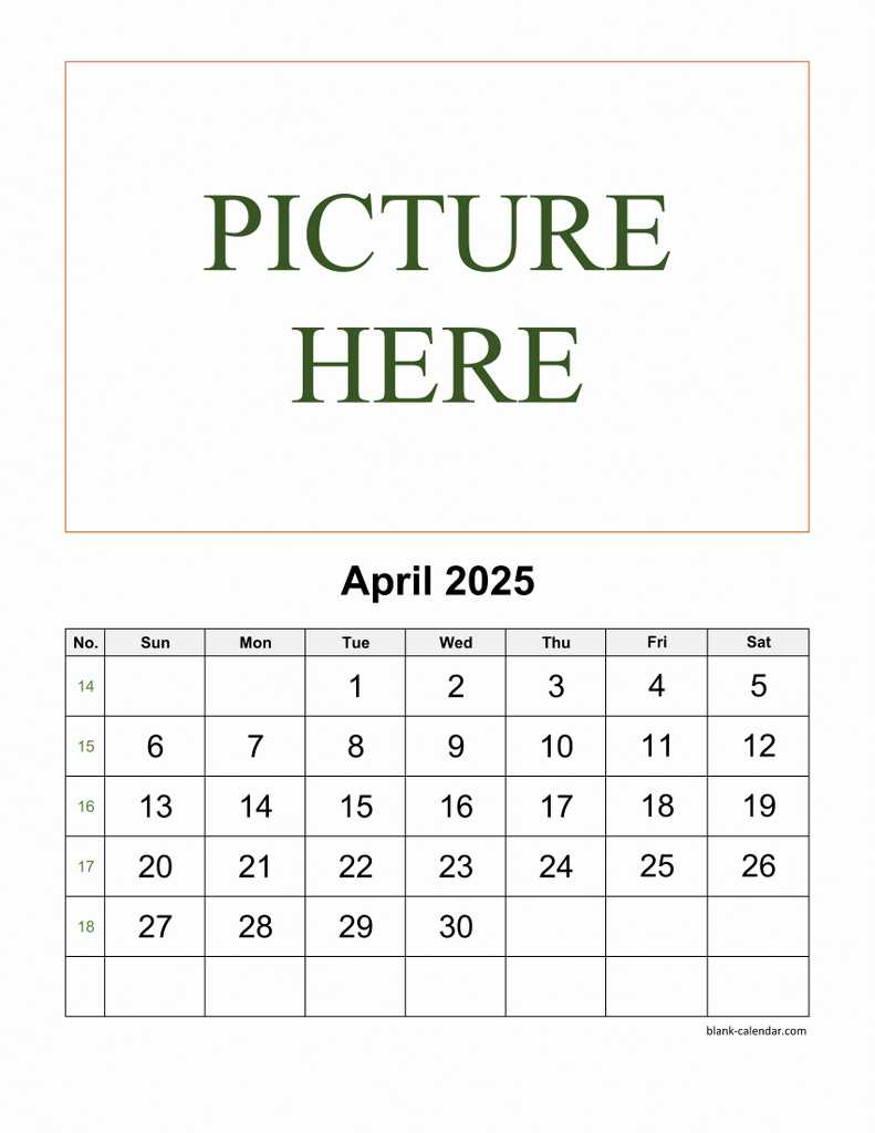 2025 calendar template april