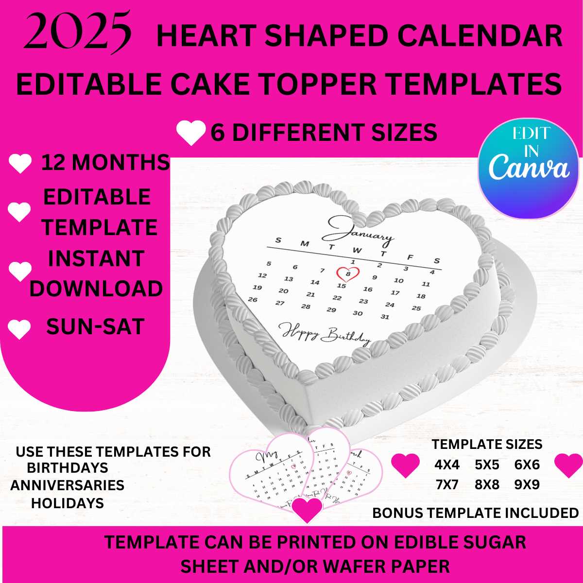 2025 calendar template editable