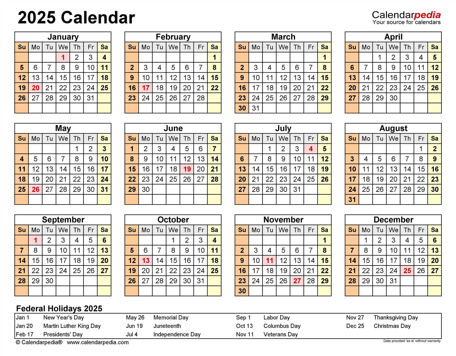 2025 fillable calendar template free