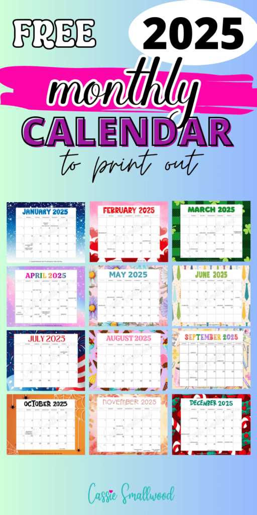 2025 fillable calendar template free