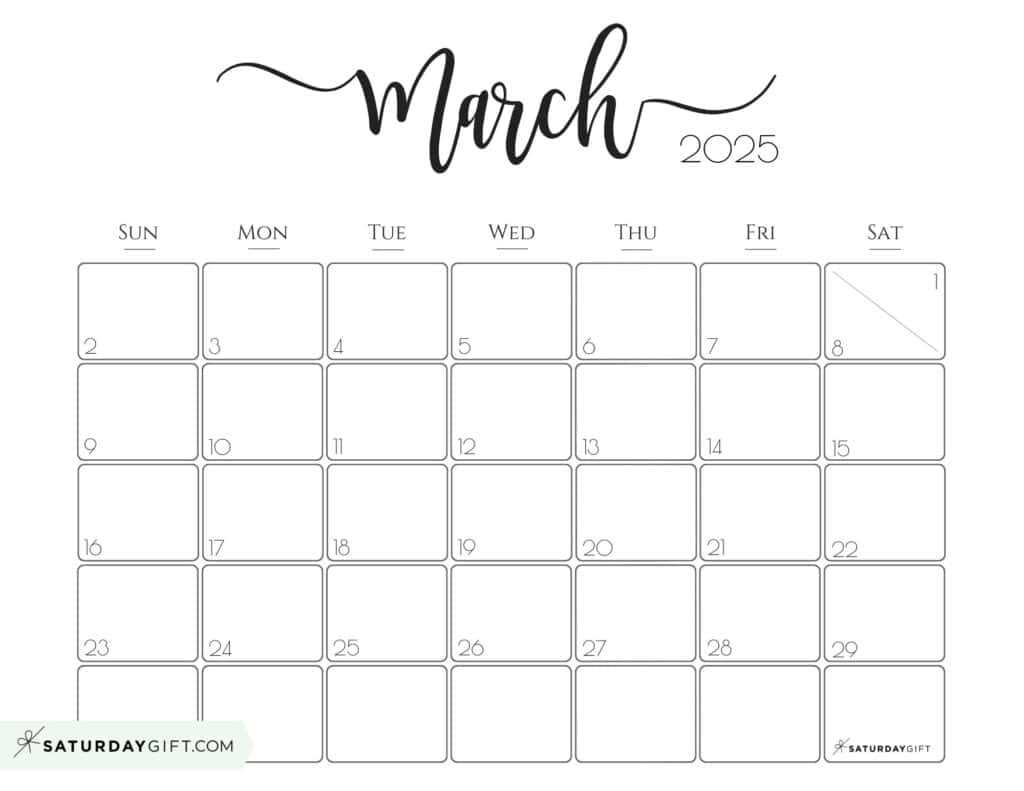 2025 free monthly calendar template