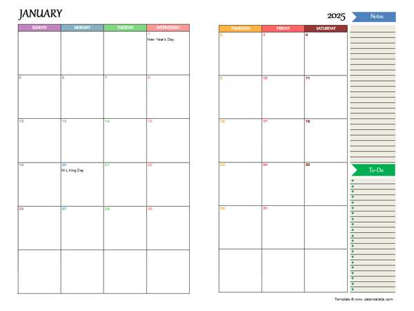 2025 free monthly calendar template