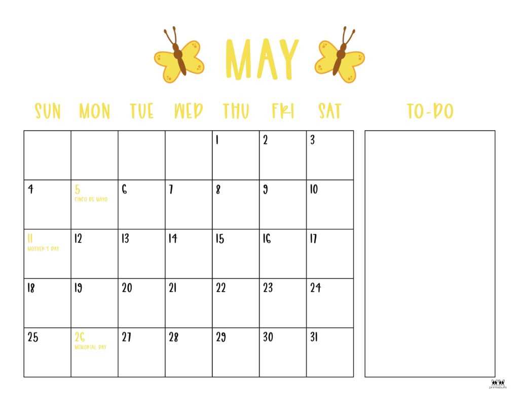 2025 may calendar template