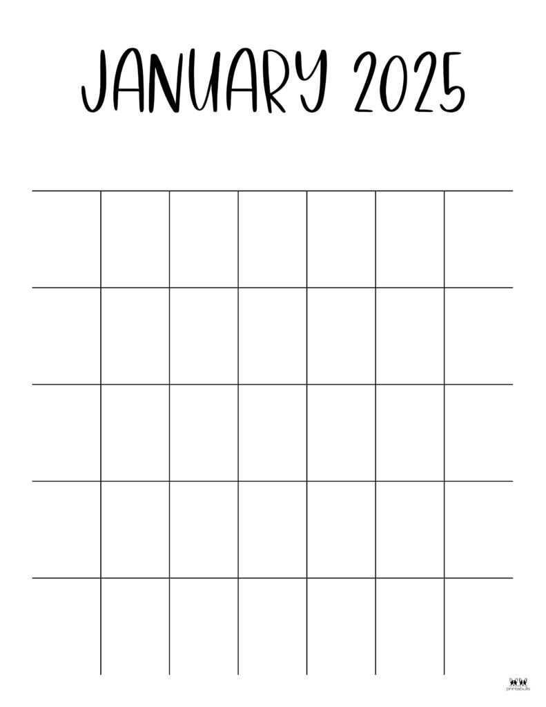 2025 monthly calendar template printable free