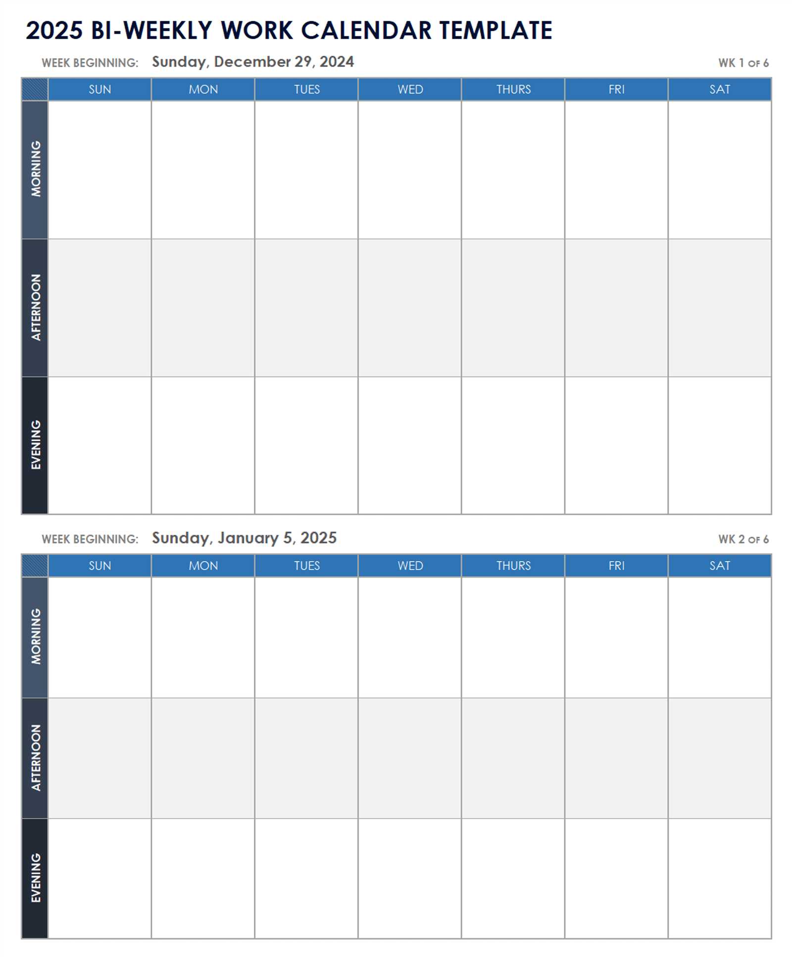 2025 shift calendar template